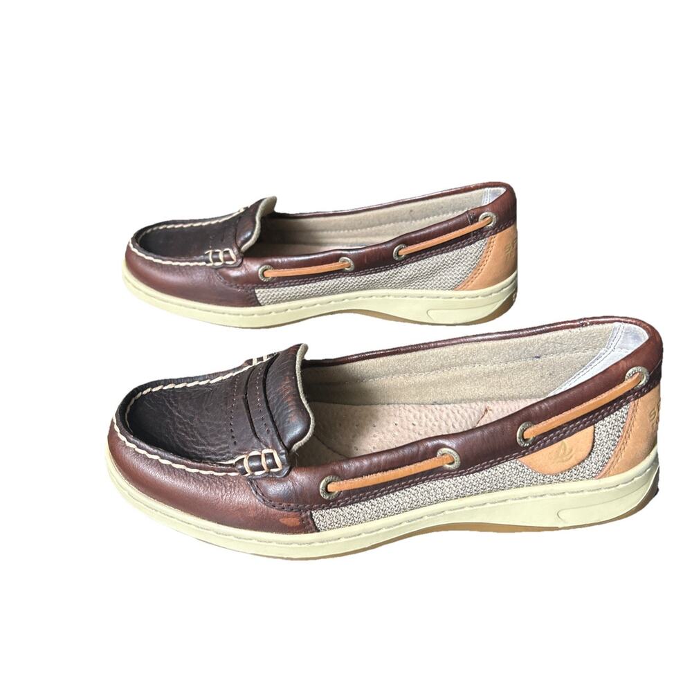 Sperrys Top Siders Women’s Size 6.5, Tan And Brown Boat Shoe - Picture 2 of 9
